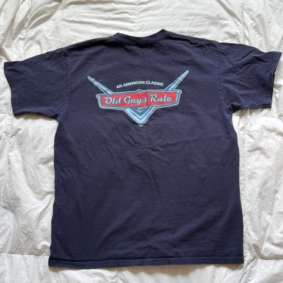 Navy blue old guys rule graphic t shirt sz LG cotton grandpa casual distressed - Picture 1 of 8